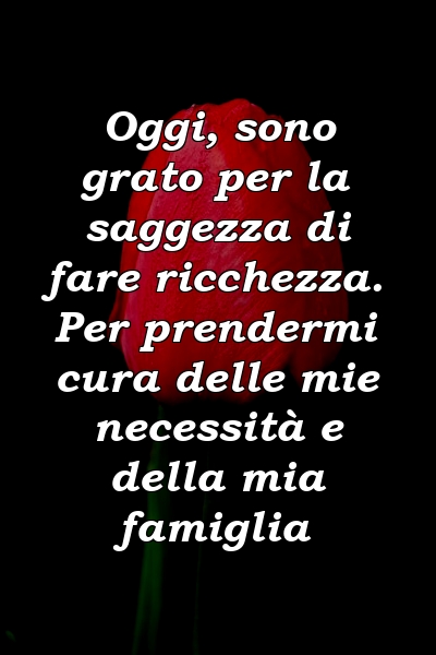 Oggi, sono grato per la saggezza di fare ricchezza. Per prendermi cura delle mie necessità e della mia famiglia