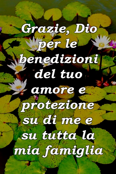 Grazie, Dio per le benedizioni del tuo amore e protezione su di me e su tutta la mia famiglia