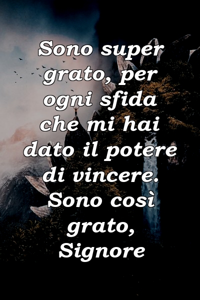 Sono super grato, per ogni sfida che mi hai dato il potere di vincere. Sono così grato, Signore