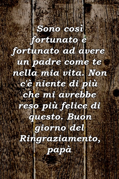 Sono così fortunato e fortunato ad avere un padre come te nella mia vita. Non c