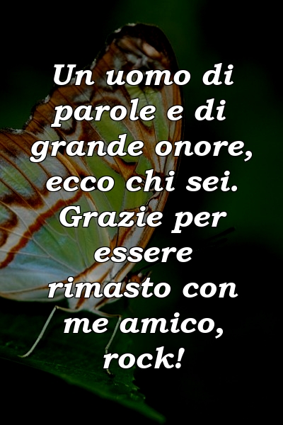 Un uomo di parole e di grande onore, ecco chi sei. Grazie per essere rimasto con me amico, rock!