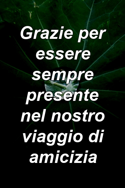 Grazie per essere sempre presente nel nostro viaggio di amicizia