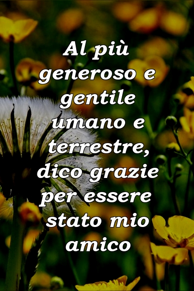 Al più generoso e gentile umano e terrestre, dico grazie per essere stato mio amico