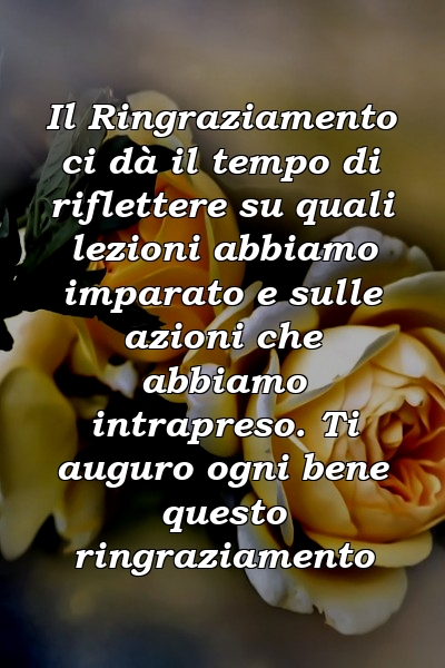 Il Ringraziamento ci dà il tempo di riflettere su quali lezioni abbiamo imparato e sulle azioni che abbiamo intrapreso. Ti auguro ogni bene questo ringraziamento