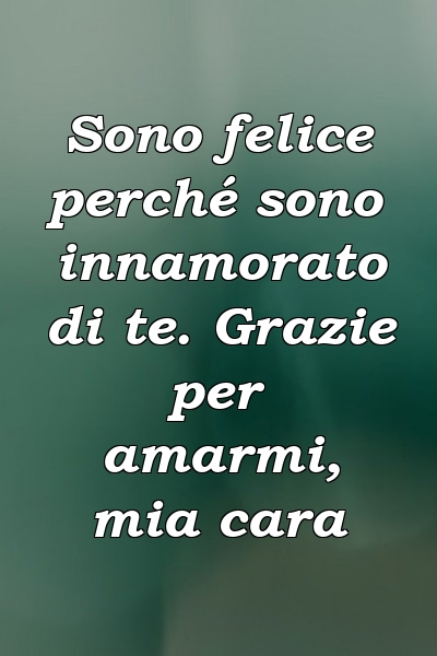 Sono felice perché sono innamorato di te. Grazie per amarmi, mia cara