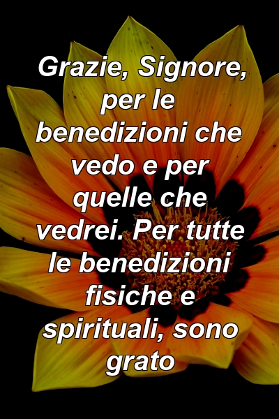 Grazie, Signore, per le benedizioni che vedo e per quelle che vedrei. Per tutte le benedizioni fisiche e spirituali, sono grato