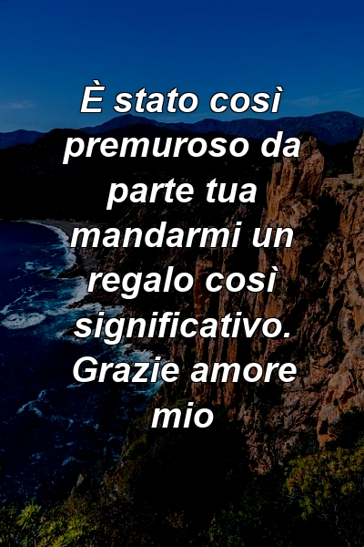 È stato così premuroso da parte tua mandarmi un regalo così significativo. Grazie amore mio