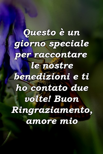 Questo è un giorno speciale per raccontare le nostre benedizioni e ti ho contato due volte! Buon Ringraziamento, amore mio