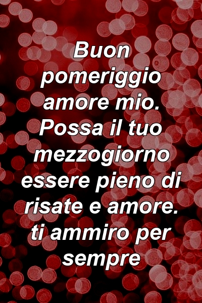 Buon pomeriggio amore mio. Possa il tuo mezzogiorno essere pieno di risate e amore. ti ammiro per sempre