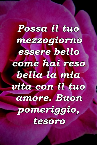 Possa il tuo mezzogiorno essere bello come hai reso bella la mia vita con il tuo amore. Buon pomeriggio, tesoro