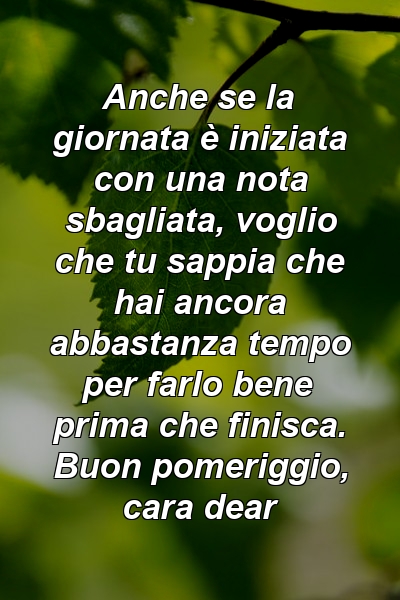 Anche se la giornata è iniziata con una nota sbagliata, voglio che tu sappia che hai ancora abbastanza tempo per farlo bene prima che finisca. Buon pomeriggio, cara dear