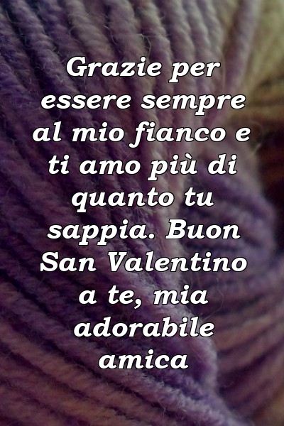 Grazie per essere sempre al mio fianco e ti amo più di quanto tu sappia. Buon San Valentino a te, mia adorabile amica