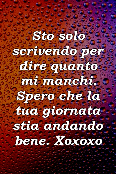 Sto solo scrivendo per dire quanto mi manchi. Spero che la tua giornata stia andando bene. Xoxoxo