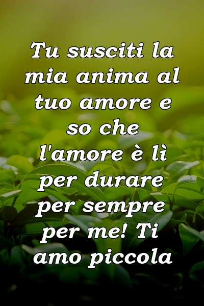 Tu susciti la mia anima al tuo amore e so che l