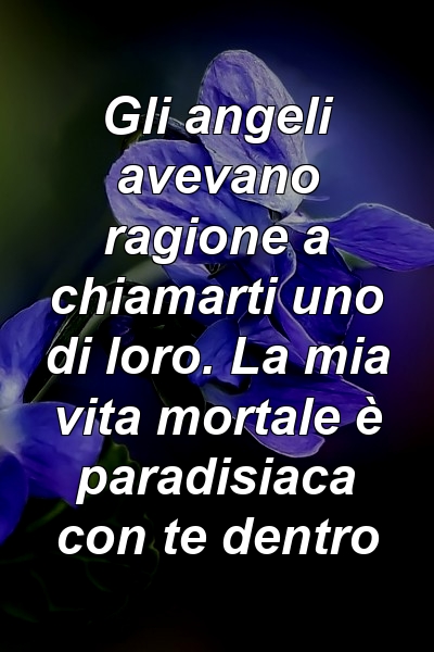 Gli angeli avevano ragione a chiamarti uno di loro. La mia vita mortale è paradisiaca con te dentro