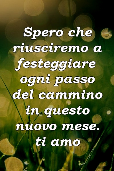 Spero che riusciremo a festeggiare ogni passo del cammino in questo nuovo mese. ti amo