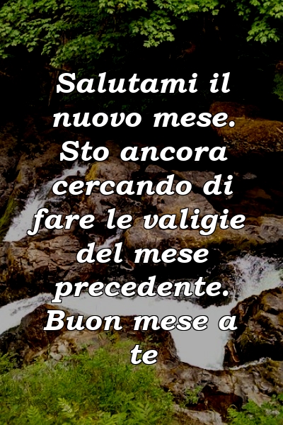 Salutami il nuovo mese. Sto ancora cercando di fare le valigie del mese precedente. Buon mese a te