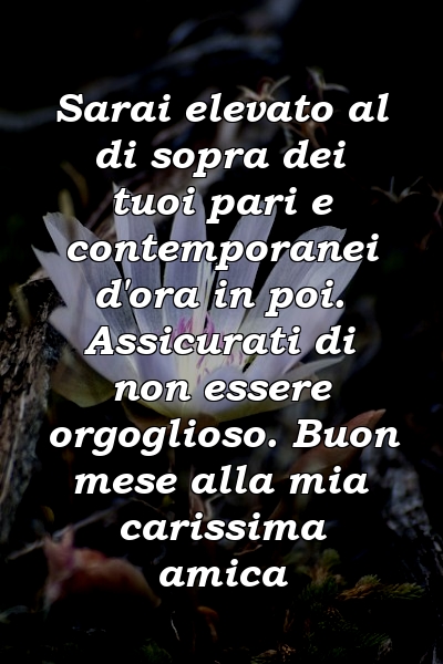 Sarai elevato al di sopra dei tuoi pari e contemporanei d