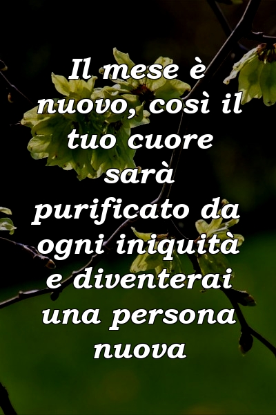 Il mese è nuovo, così il tuo cuore sarà purificato da ogni iniquità e diventerai una persona nuova