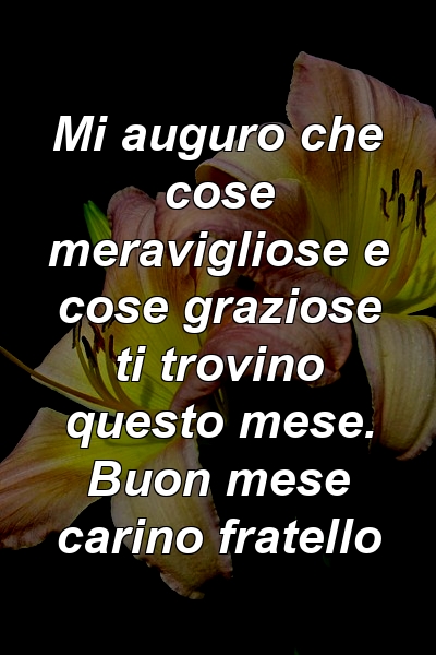 Mi auguro che cose meravigliose e cose graziose ti trovino questo mese. Buon mese carino fratello