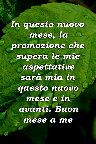 In questo nuovo mese, la promozione che supera le mie aspettative sarà mia in questo nuovo mese e in avanti. Buon mese a me