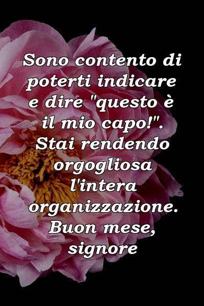 Sono contento di poterti indicare e dire "questo è il mio capo!". Stai rendendo orgogliosa l